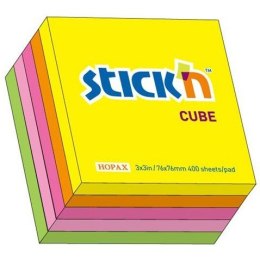 KARTECZKI STICK'N 76 X 76 MM 5 KOLORÓW NEON (400)